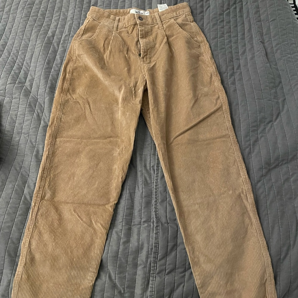 hollister corduroy khaki high waisted pants